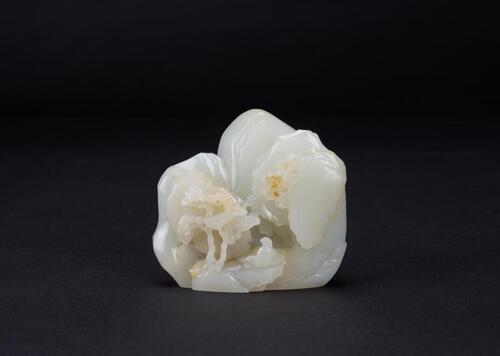 Qing-A Fine White Jade &#8216;Scholar&#8217; Boulder With Imperial Poem