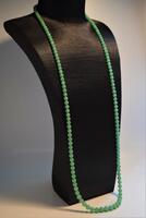 Very rare and fine bright green Jadeite round bead necklace