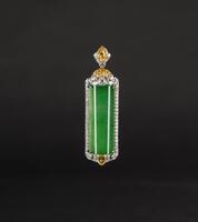 A Large bright green Jadeite Jade diamond pendant