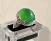 A Stunning Large Glassy Bright Green Jadeite Diamond Ring - 2