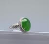 A Stunning Large Glassy Bright Green Jadeite Diamond Ring - 4