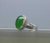 A Stunning Large Glassy Bright Green Jadeite Diamond Ring - 5