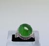 A Stunning Large Glassy Bright Green Jadeite Diamond Ring - 7