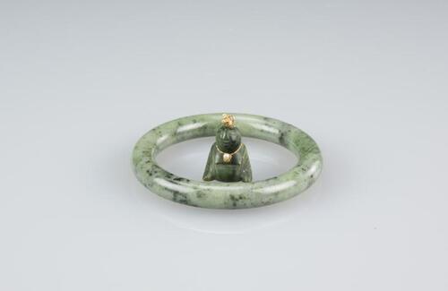 Spinach Jade Bengle and Buddha Pendant