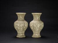 Late Qing/Republic-A Unf insid Pair Of Lacquer Vases