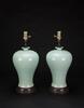 Republic-A Pair Of Celadon Glazed Vases Lamp