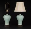 Republic-A Pair Of Celadon Glazed Vases Lamp - 4