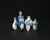 Qing/Republic-A Group Of Six Blue And White Snuff Bottle
