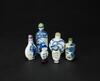 Qing/Republic-A Group Of Six Blue And White Snuff Bottle