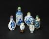 Qing/Republic-A Group Of Six Blue And White Snuff Bottle - 2