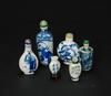Qing/Republic-A Group Of Six Blue And White Snuff Bottle - 3