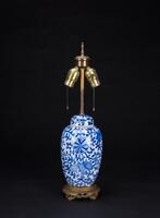 19thCentury-A Blue And White Vase Lamp