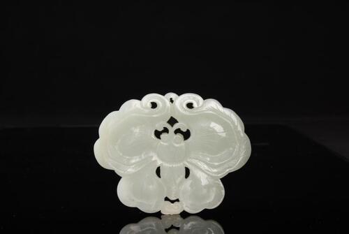 Qing-A White Jade Carved Butterfly Pendant