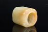 Qing- Celadon White Jade Carved Gong - 4