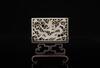 Ming-A White Jade Carved Dragon Plaque (woodstand)