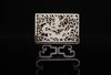 Ming-A White Jade Carved Dragon Plaque (woodstand) - 4