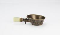 Republic-A Bronze Carved Flowers insect Jade on Handle