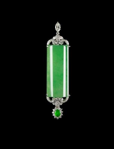 A Large rectangular curved Jadeite plaque pendant