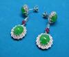 A Pair Of Bright Apple Green Jadeite Jade Diamond Earing - 2