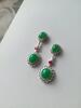 A Pair Of Bright Apple Green Jadeite Jade Diamond Earing - 6