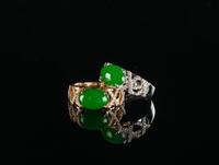 A Pair Of Lovers Bright Green Jadeite a perfect collection for couples or lovers designer ring.