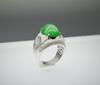 A Flawless High Dome Jadeite Cabochon Diamond Ring - 2