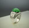 A Flawless High Dome Jadeite Cabochon Diamond Ring - 3