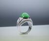 A Flawless High Dome Jadeite Cabochon Diamond Ring - 5