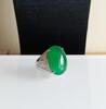 A Stunning Large Icy Bright Green Jadeite Diamond Ring