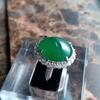 A Emerald Green Jadeite Jade Diamond Ring - 3