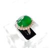 A Emerald Green Jadeite Jade Diamond Ring - 7