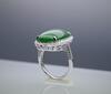 A Large Intense Green Jadeite Jade Diamond Ring - 2