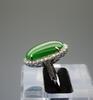 A Large Intense Green Jadeite Jade Diamond Ring - 6