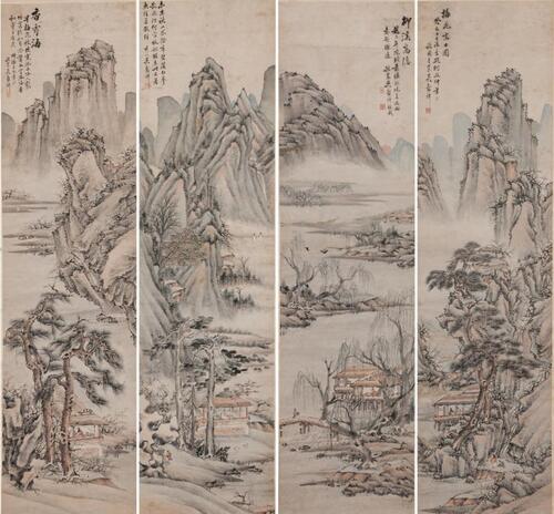 Wu Guxiang (1848-1903) Four Season Landscape