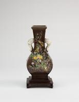 Qing-A Famille-Glazed Carved Flowers Elephant Handle Vase