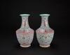 19th Century-A Pair of Green Ground Famille-Glazed Double Handle Vases - 4