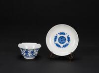 Qing-A Blue And White Cup and Dish(2ps)