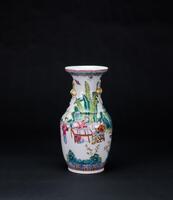 Early 20th Century- A Famille- Glazed Double Peach Handle Vase