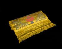 Late Qing - An Yellow-Ground �Double Dragon Chase Pearl �Embroidered Silk With Mark