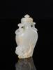 Qing-A White Jade Carved Orchid and Rock Double Ring Handle Cover Vase - 2