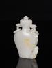 Qing-A White Jade Carved Orchid and Rock Double Ring Handle Cover Vase - 3