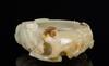 Qing-A White Jade Carved Branch and Bat Brush Washer - 3