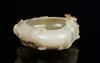 Qing-A White Jade Carved Branch and Bat Brush Washer - 5