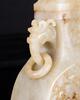 Qing- A Imprial Dragon Double Ring Handle Russet White Jade Cover Vase - 9