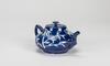 Qing - A Blue Ground Carved 'Plum Flower' Tea Pot - 5