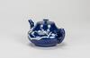 Qing - A Blue Ground Carved 'Plum Flower' Tea Pot - 9
