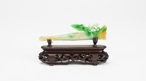 Late Qing/Republic-A Beautiful Apple Green Jadeite Cigarette Holder