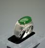 Fine Translucent Jadeite Jade Diamond Men's Ring - 4