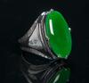 A Translucent Beautiful Green Jadeite Ring Mount In 18K Gold And With Diamond - 5