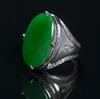 A Translucent Beautiful Green Jadeite Ring Mount In 18K Gold And With Diamond - 6